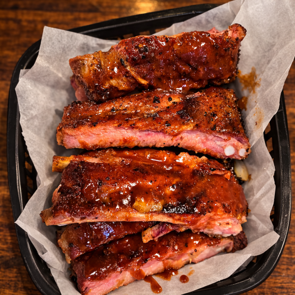 smoked pork ribs barbecue closeup